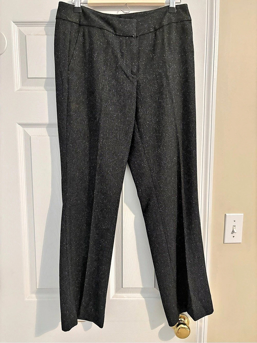 Ann Taylor Factory tweed detail Straight Leg Pants Black Size 4 Like New